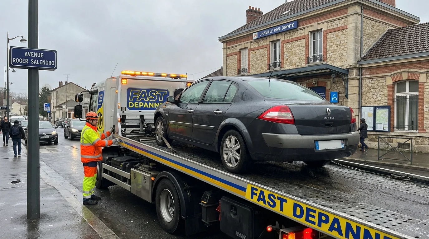 Intervention de dépannage auto par Fast Depann sur l'Avenue Roger Salengro à Chaville, près de la gare Rive Droite.