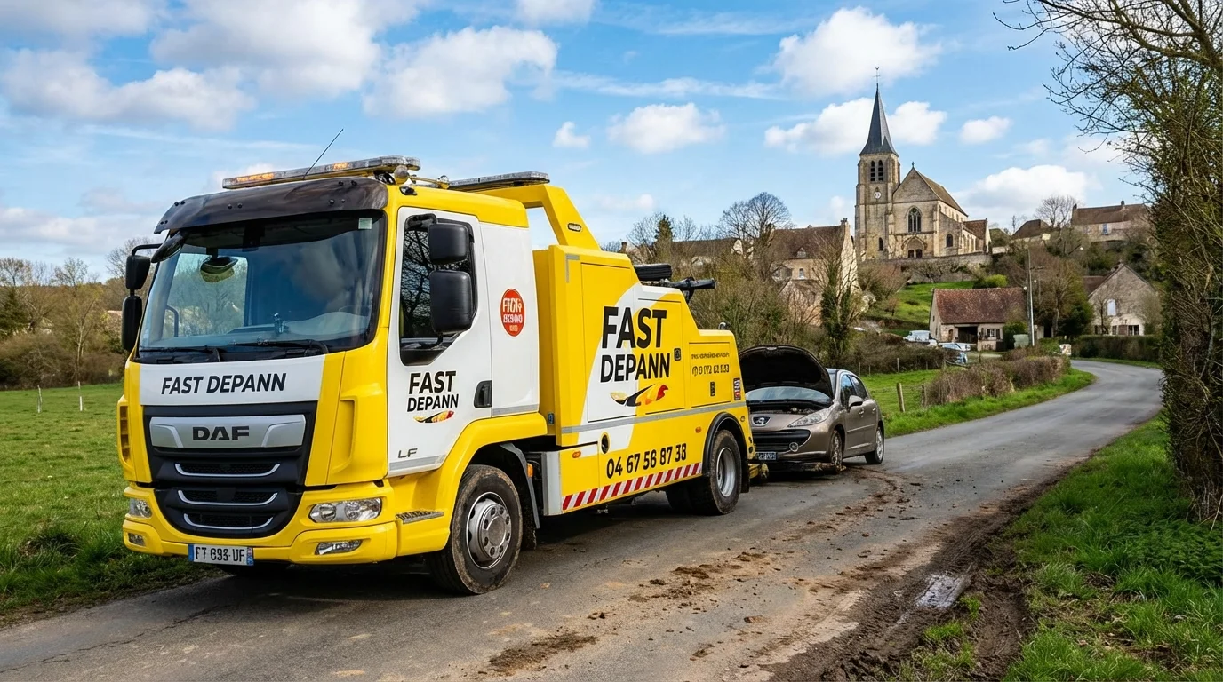 Dépanneuse Fast Depann en intervention à Cormeilles-en-Vexin sur la route D915