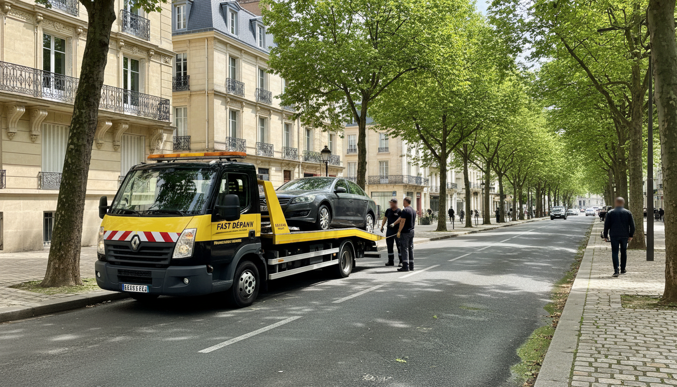 Dépanneuse Fast Depann en pleine intervention pour un dépannage urgent à Asnières-sur-Oise.