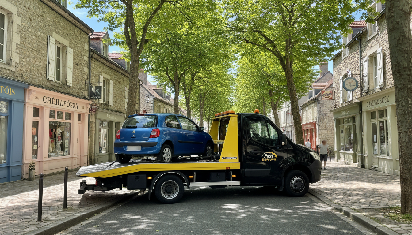 Dépanneuse Fast Depann intervenant pour un dépannage auto à Valmondois, Val d'Oise.