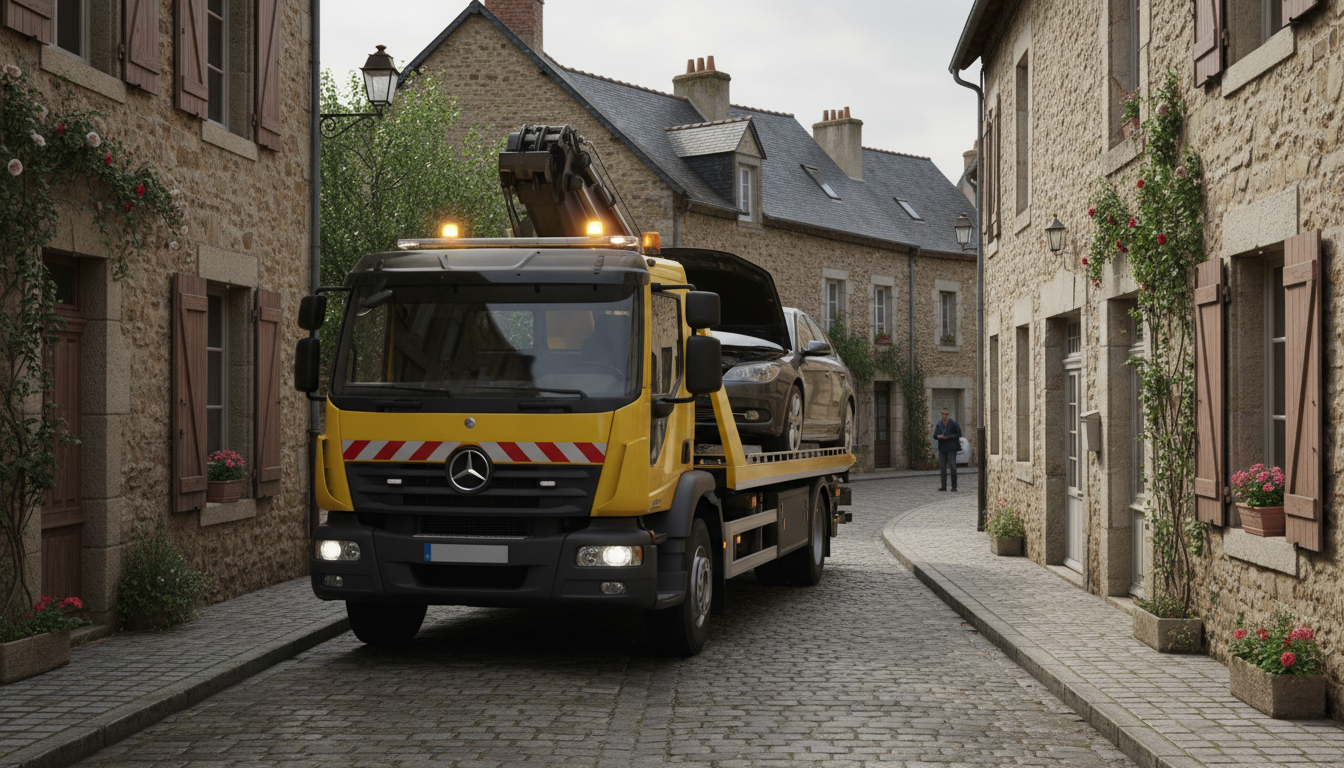 Un dépanneur Fast Depann en pleine intervention pour un dépannage auto urgent à Brignancourt, Val d'Oise.