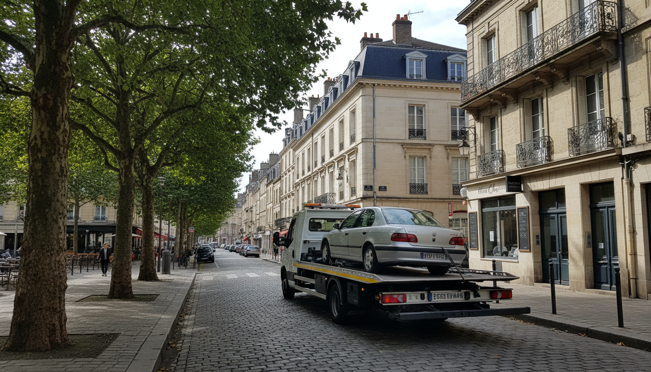 Un dépanneur Fast Depann intervient rapidement sur une voiture en panne dans une rue de Génicourt, Val d'Oise.