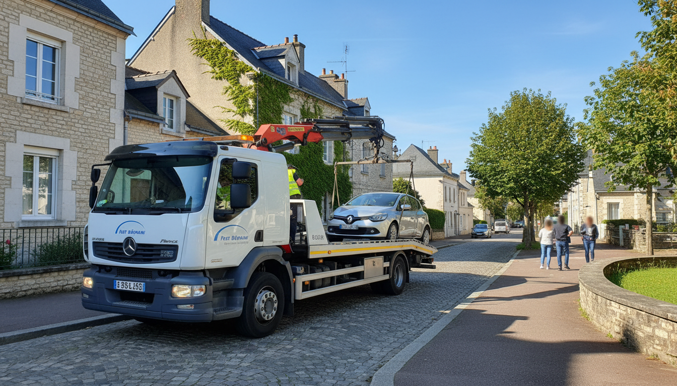 Un dépanneur Fast Depann en pleine intervention pour un dépannage auto à Livilliers, Val d'Oise.