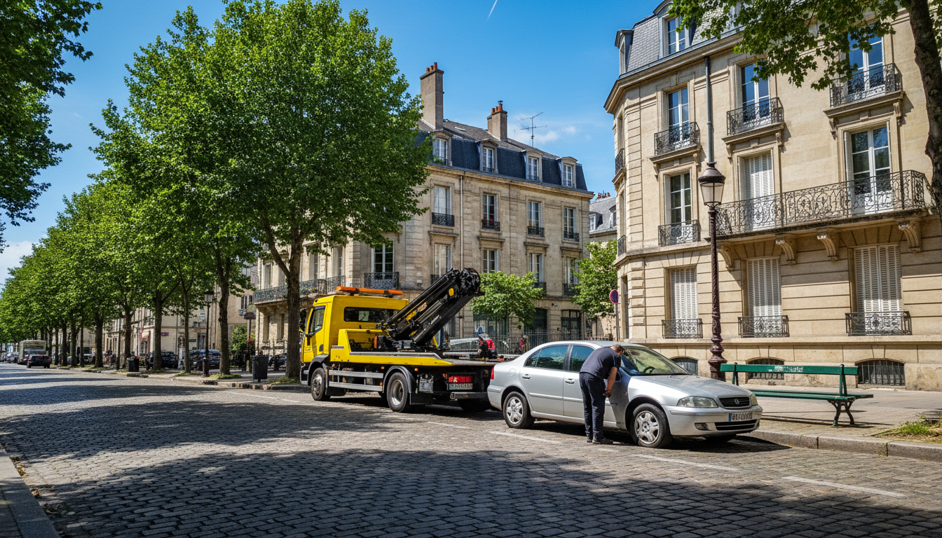 Un dépanneur Fast Depann intervient rapidement pour un remorquage de voiture à Louvres, Val d'Oise.