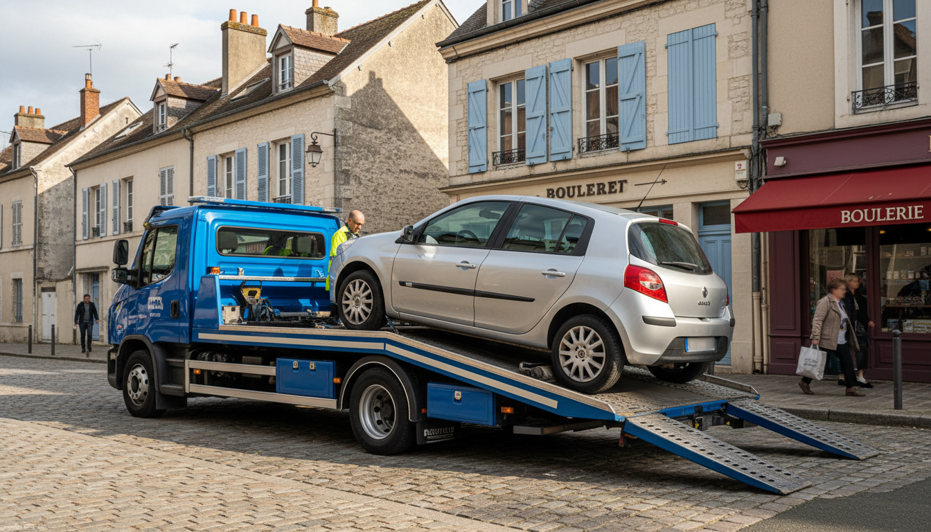 Dépanneuse Fast Depann intervenant rapidement sur une voiture en panne à Taverny, Val d'Oise.