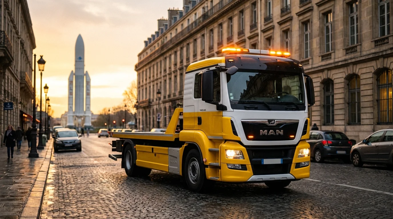 Dépanneuse Fast Depann intervenant à Le Bourget près du Musée de l'Air et de l'Espace