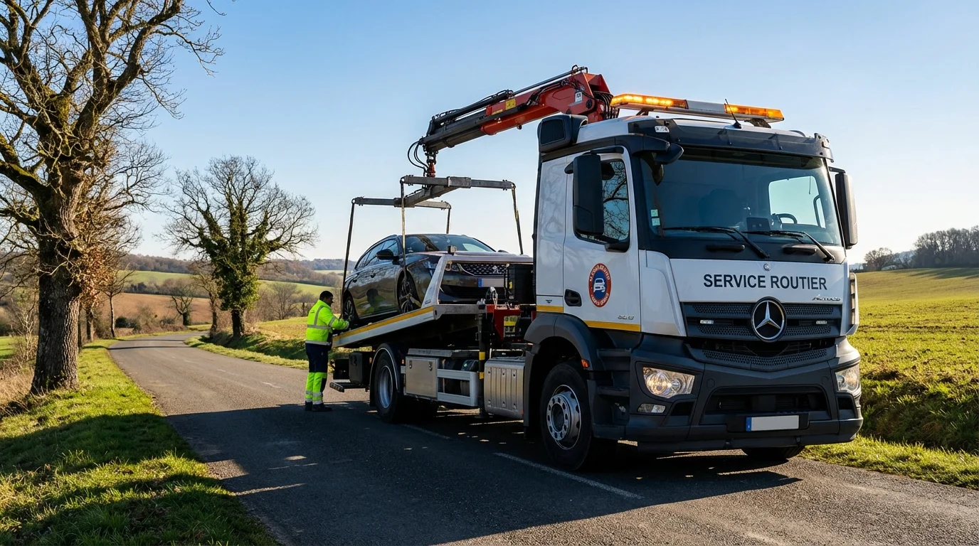 Dépanneuse Fast Depann intervenant pour un remorquage auto à Le Pin 77181