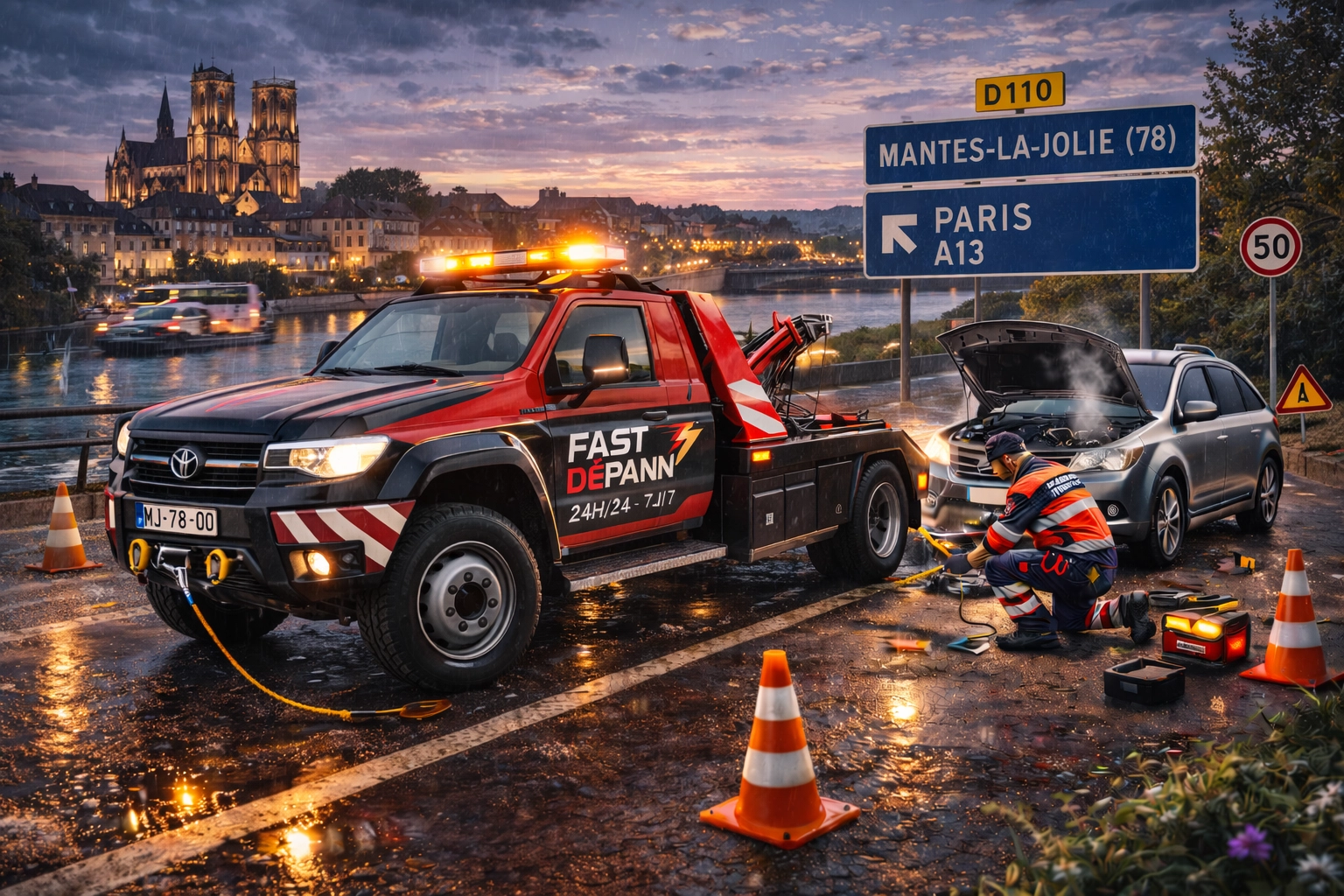Dépannage auto et remorquage à Mantes-la-Jolie (78200)