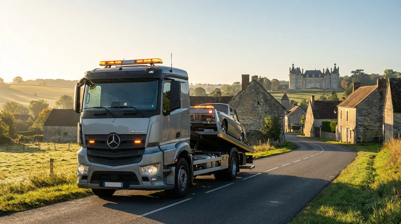Camion de dépannage Fast Depann intervenant à Remauville pour une voiture en panne