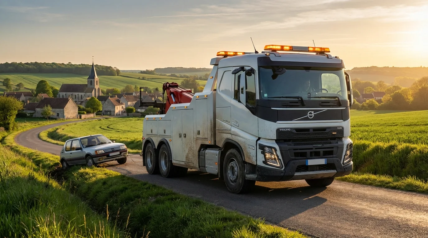 Dépanneuse Fast Depann intervenant pour un remorquage auto à Sablonnières 77510