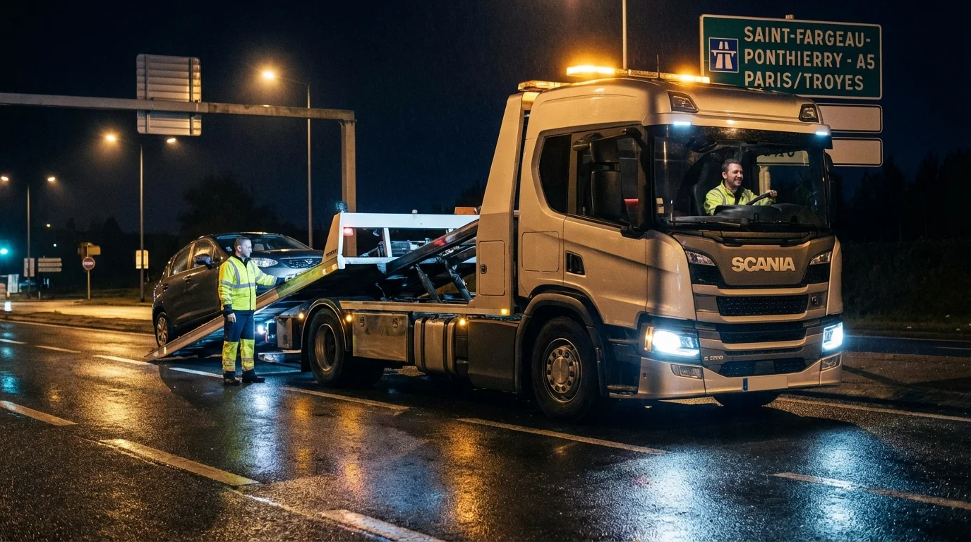 Dépanneuse Fast Depann en intervention à Saint-Fargeau-Ponthierry 77310