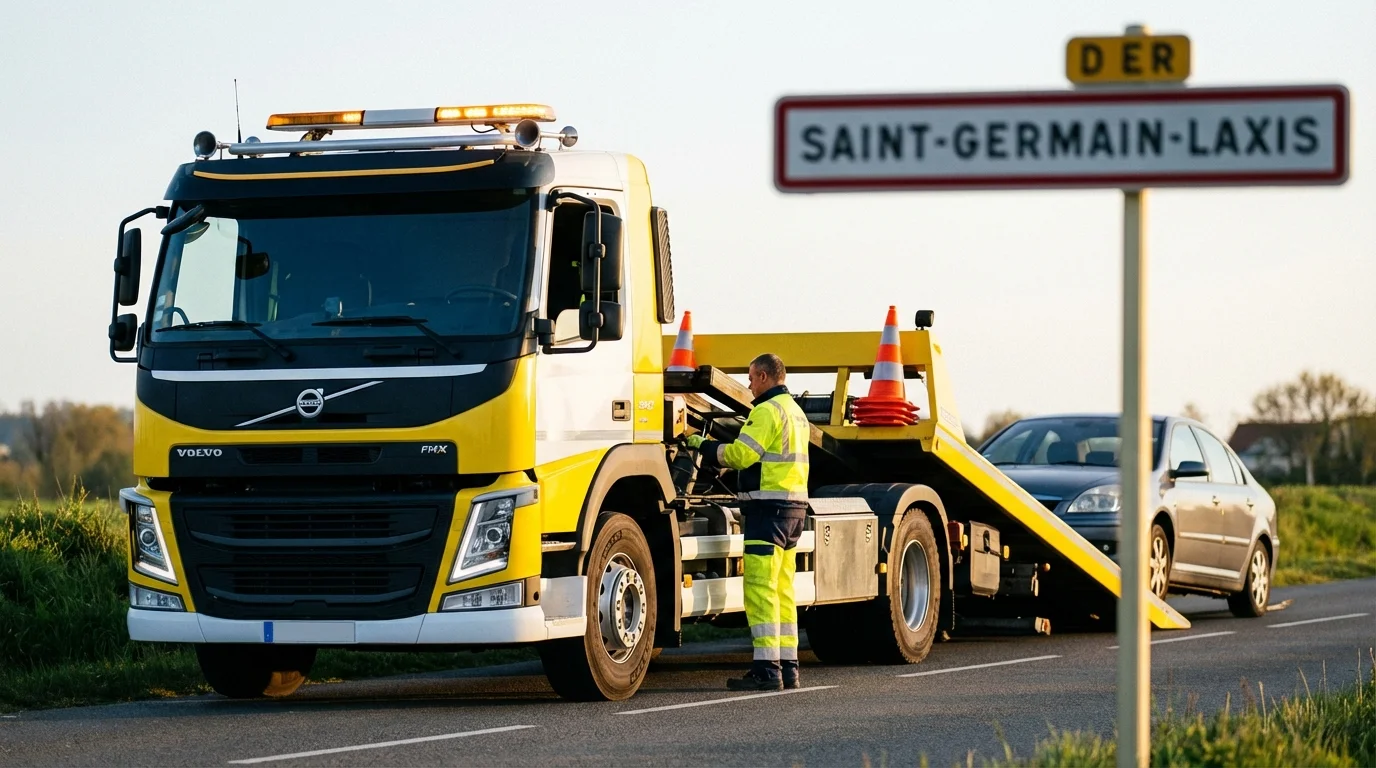 Dépanneuse Fast Depann intervenant pour un remorquage auto à Saint-Germain-Laxis 77950