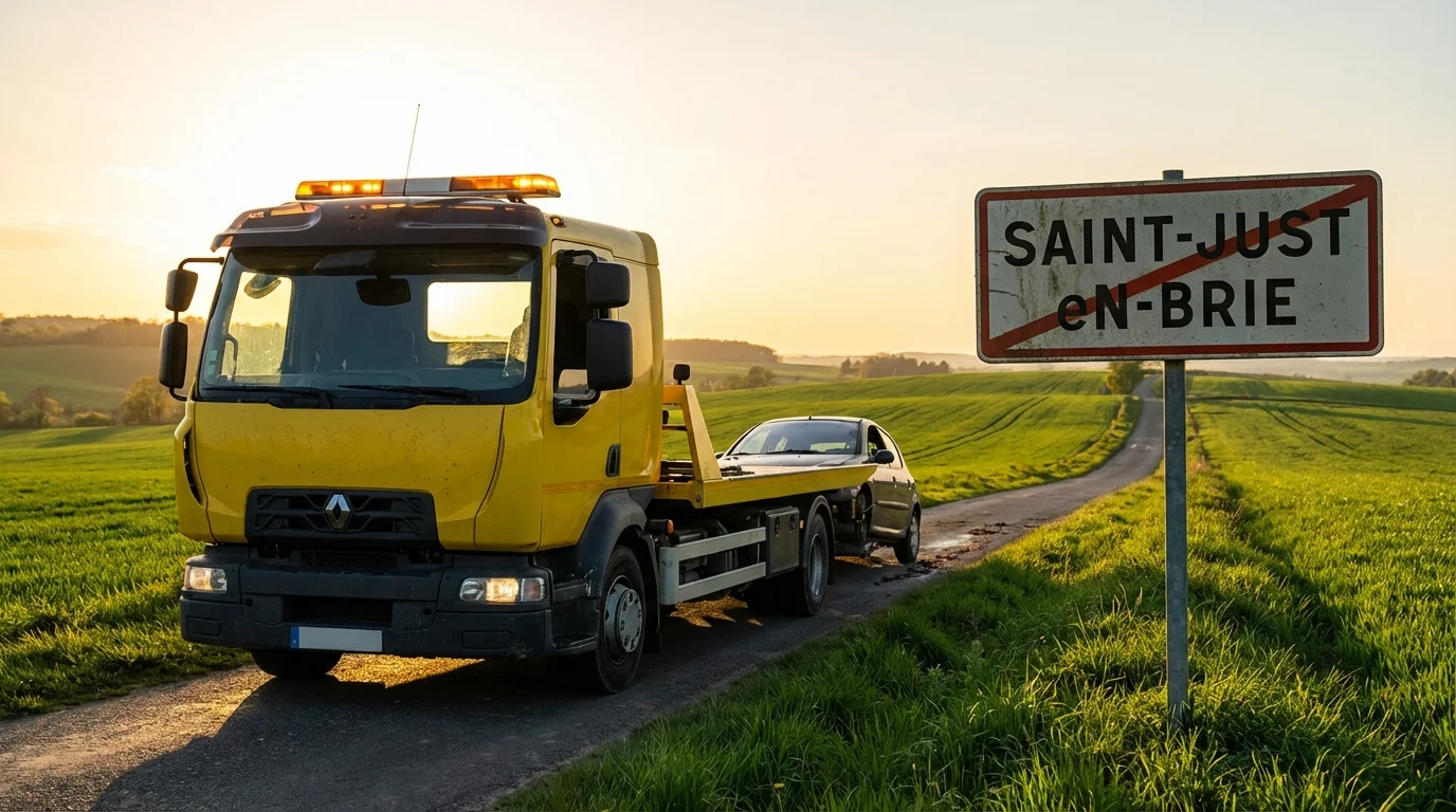 Dépanneuse Fast Depann intervenant à Saint-Just-en-Brie pour un remorquage automobile