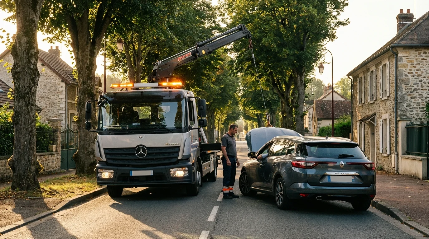 Dépanneuse Fast Depann en intervention à Saint-Pathus pour remorquage auto