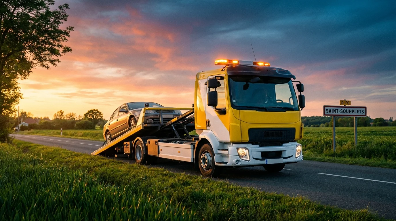 Intervention de dépannage auto par Fast Depann à Saint-Soupplets avec dépanneuse plateau
