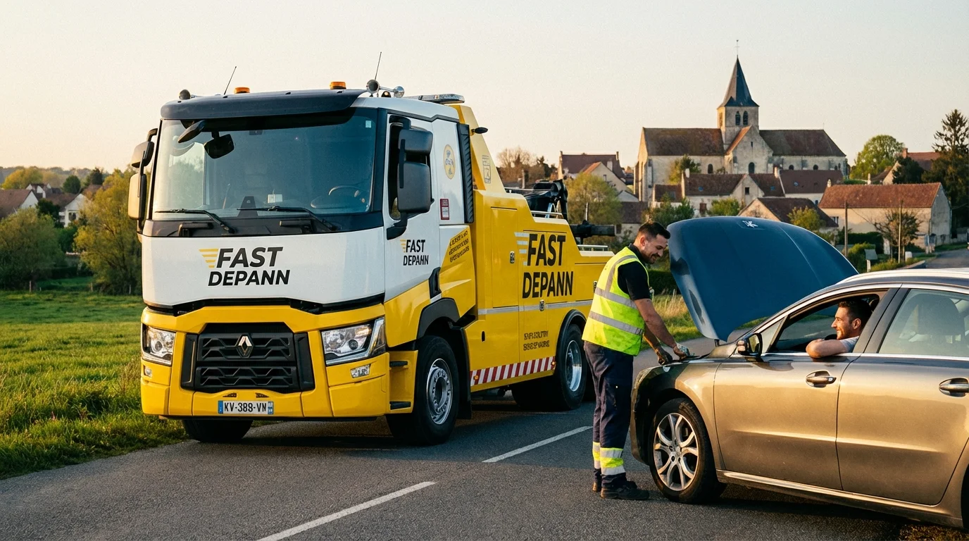 Dépanneur Fast Depann intervenant sur un véhicule en panne à Sivry-Courtry 77115