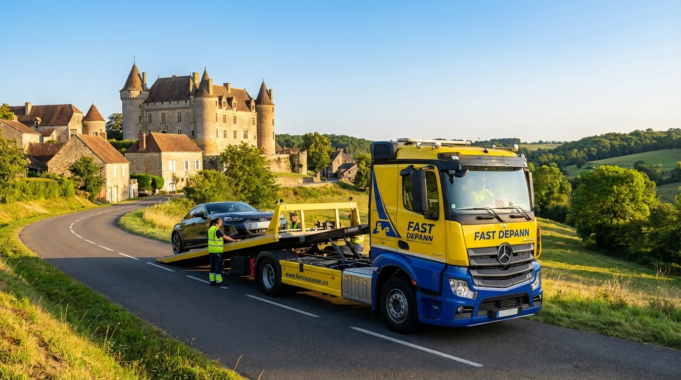 Dépanneuse Fast Depann en intervention de remorquage à Trie-Chateau 60590