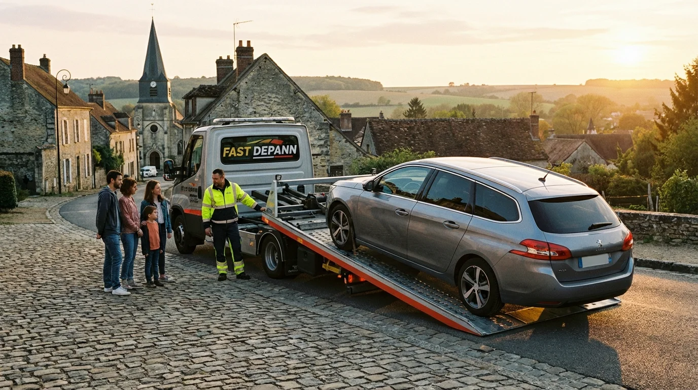 Dépanneuse Fast Depann en intervention à Villeneuve-sous-Dammartin