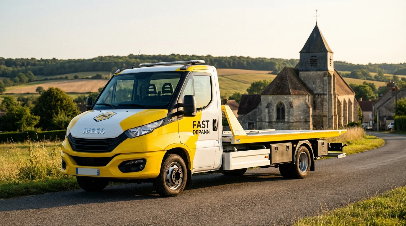 Dépanneuse Fast Depann en intervention à Villeneuve-sur-Bellot près du Petit Morin